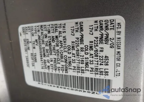 2009 Nissan Rogue Sl from USA, damaged, VIN JN8AS58V99W447176